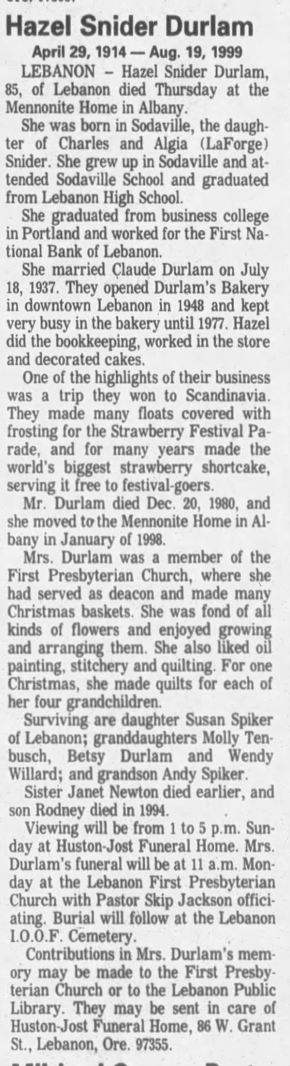 Clipping from Albany Democrat-Herald